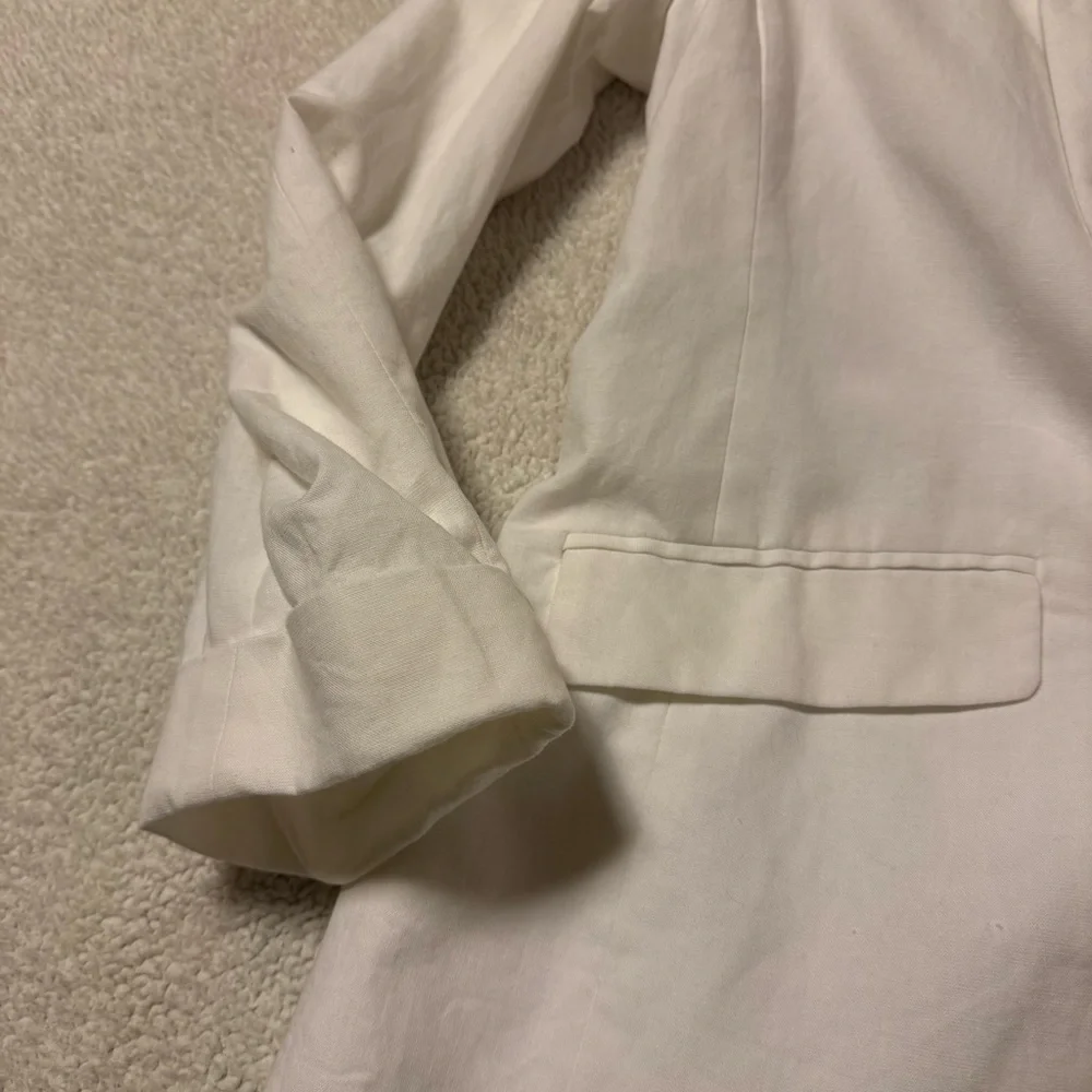 J. Crew White Unstructured Shawl Collar Cotton Linen Blazer Jacket Single-Button